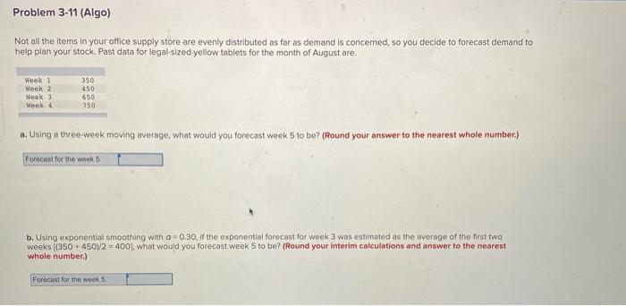 Problem 3-11 (Algo) Not all the items in your