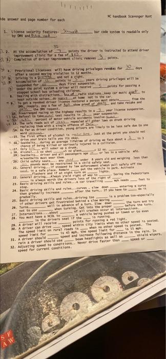 drivers ed help pls de answer and page number for