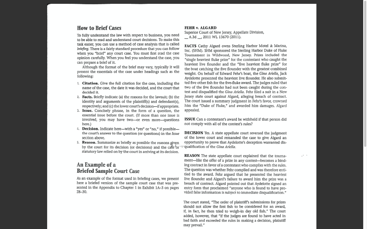 Make a case brief like the example below How to