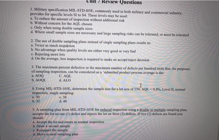 please answer 1-6 Unit / Review Questions 1.
