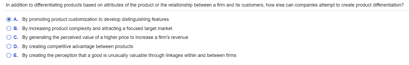 In addition to differentiating products based on