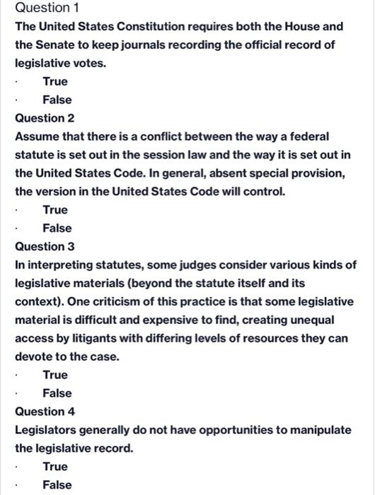 Question 1 The United States Constitution