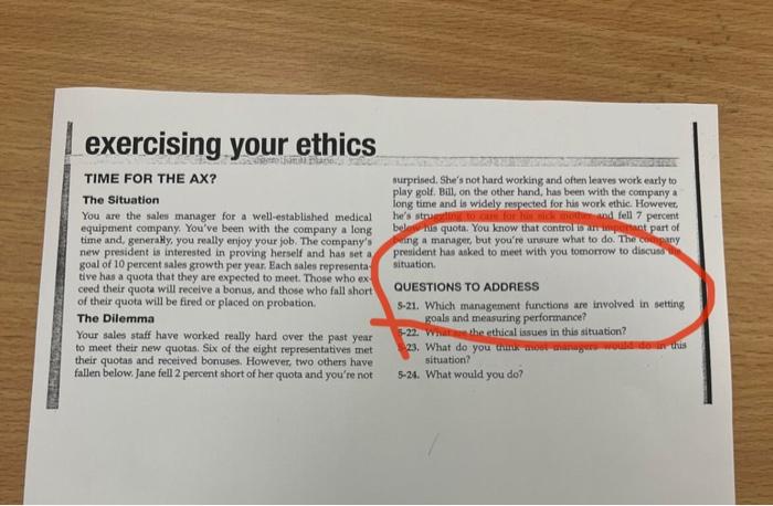 i want q5.21 exercising your ethics TIME FOR THE