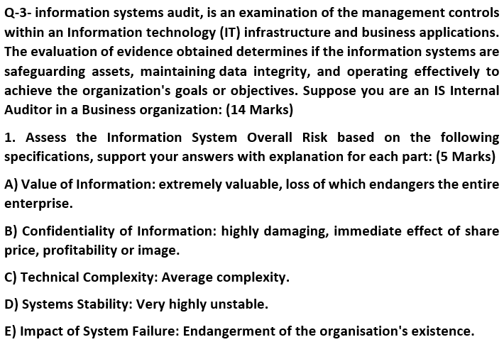 Q-3- information systems audit, is an examination