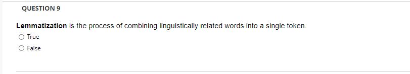 QUESTIONS Lemmatization is the process of