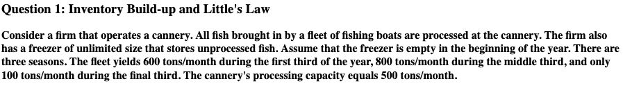 Question 1: Inventory Build-up and Little's Law