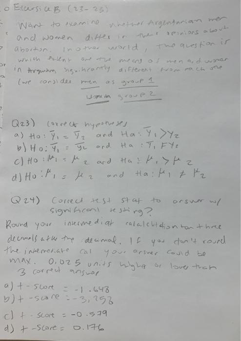 o Excursice B (23-25) Want to examine whether