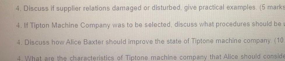 Sent 4. Discuss if supplier relations damaged or