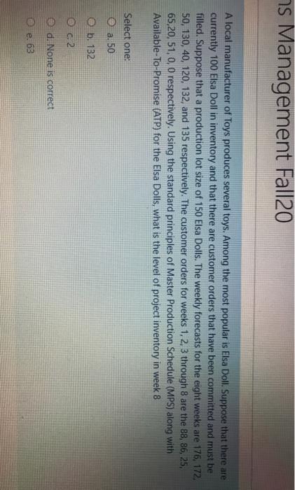 7s Management Fall20 A local manufacturer of Toys