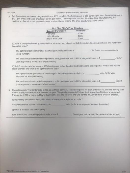 72000 Asment Module . Yeny Hemande 13. Bell