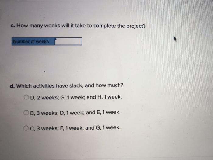 Schedule the following activities using CPM:
