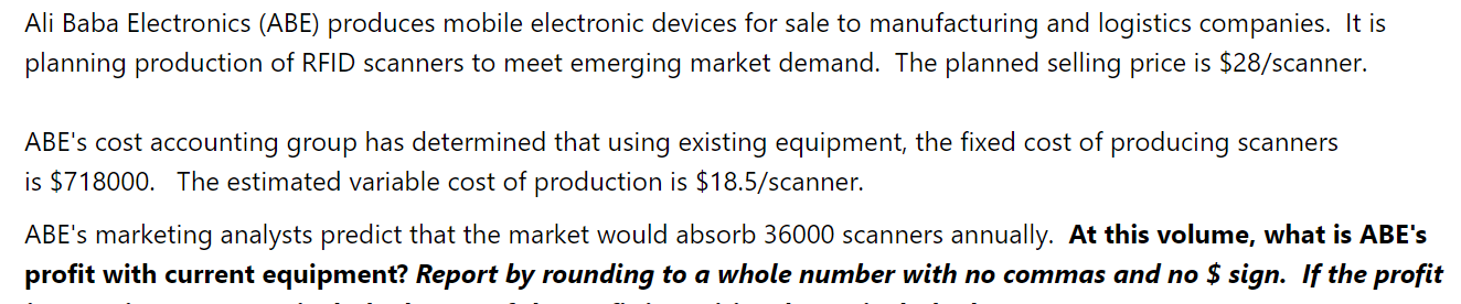 What is the breakeven quantity for scanner using