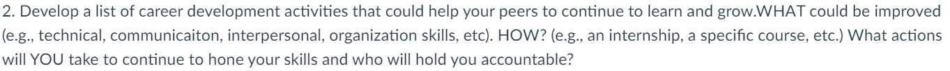 2. Develop a list of career development