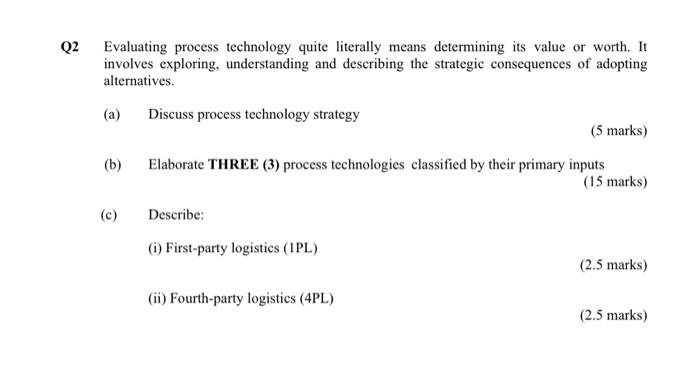 Q2 Evaluating process technology quite literally