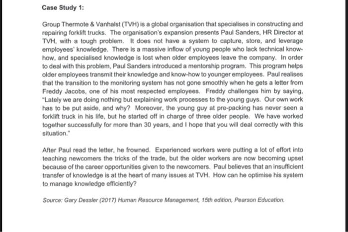 subject human resource Case Study 1: Group