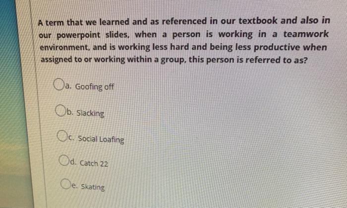 A term that we learned and as referenced in our