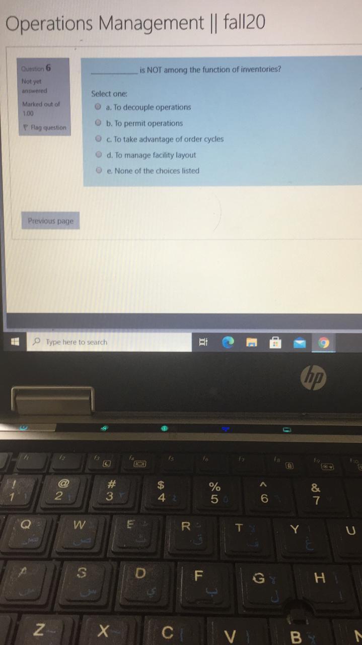 Operations Management | fall20 is NOT among the