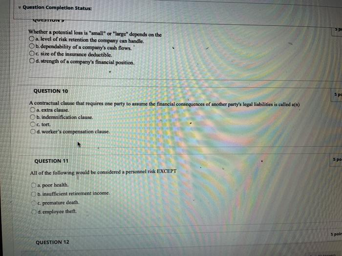 Question Completion Status: VUESTTUN sp Whether a