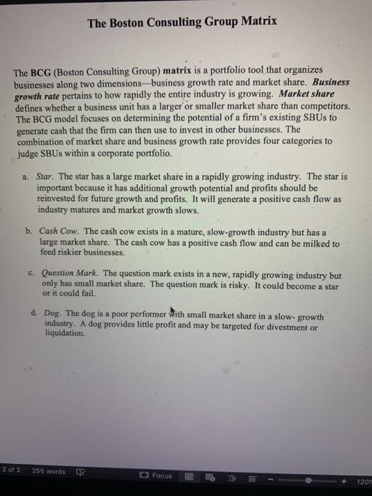 The Boston Consulting Group Matrix The BCG