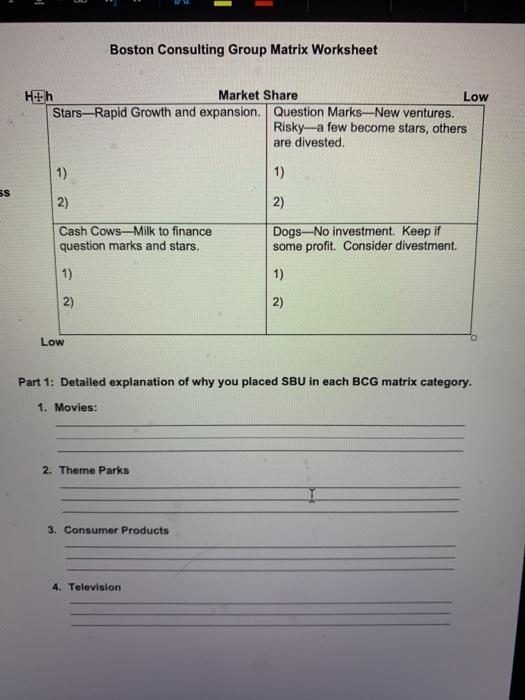 The Boston Consulting Group Matrix The BCG