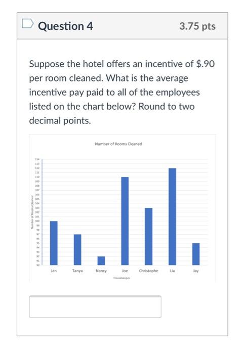 Question 4 3.75 pts Suppose the hotel offers an