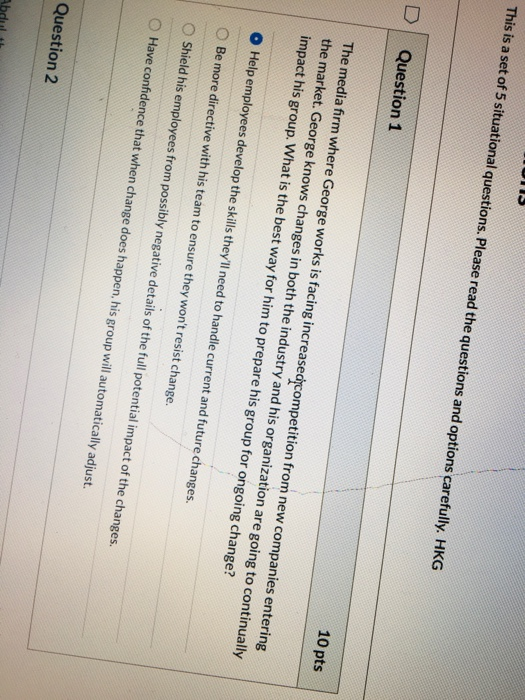 This is a set of 5 situational questions. Please