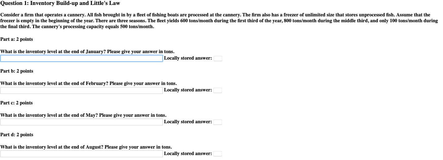 Question 1: Inventory Build-up and Little's Law