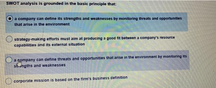 SWOT analysis is grounded in the basic principle