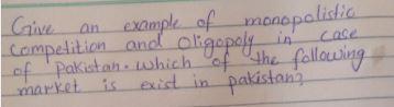 Give an example of monopolistic competition and