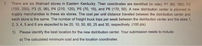 need the minimum total cost and coordinates. will