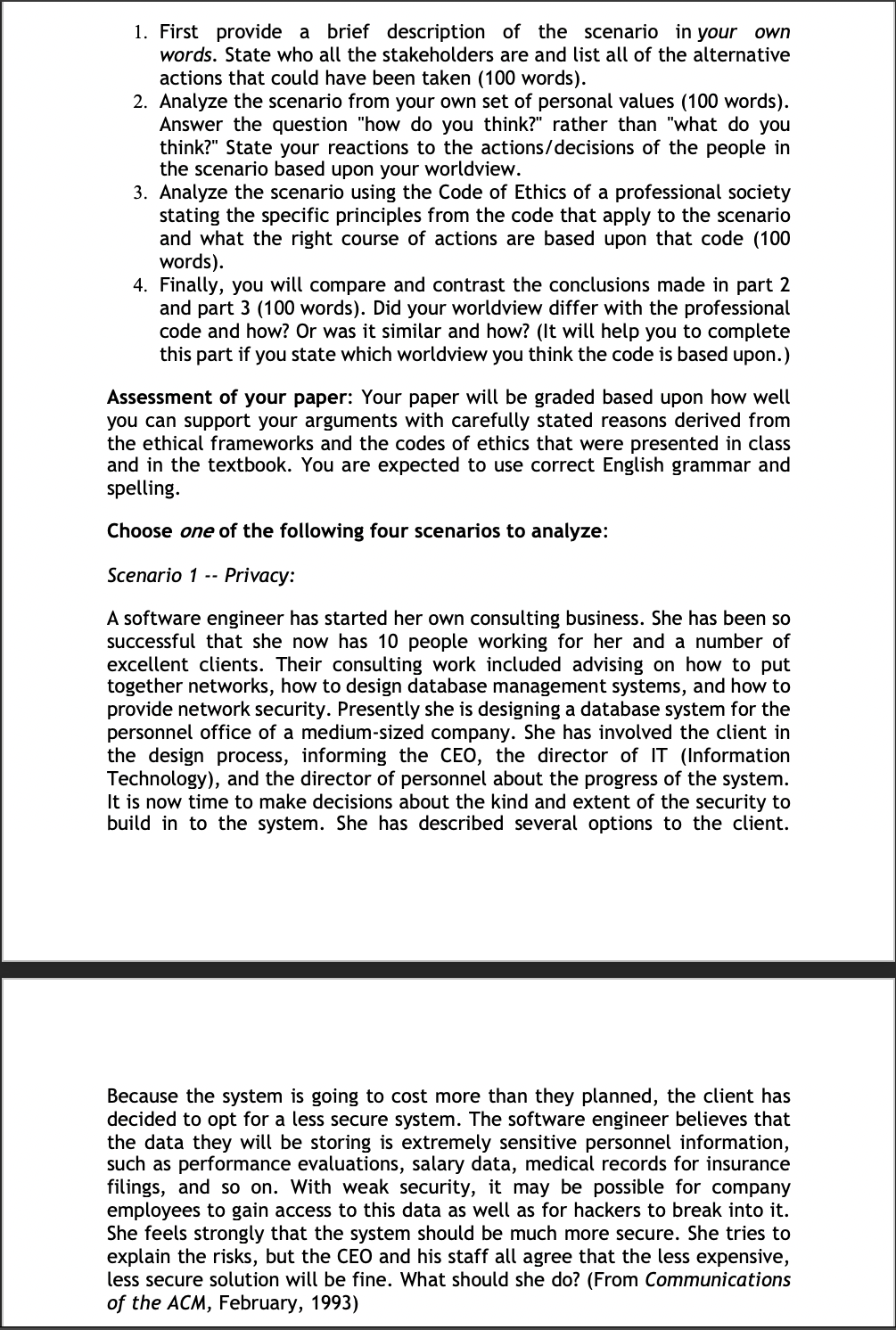 1. First provide a brief description of the