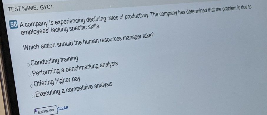 TEST NAME: GYC1 56 A company is experiencing