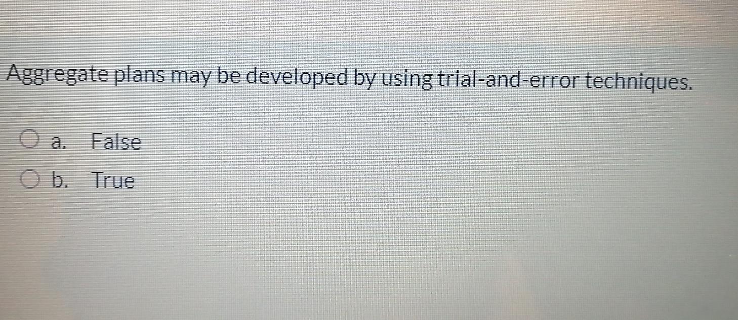 Aggregate plans may be developed by using