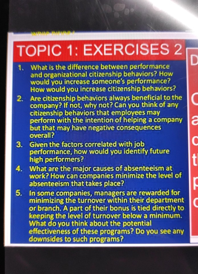 TOPIC 1: EXERCISES 2 D 1. What is the difference