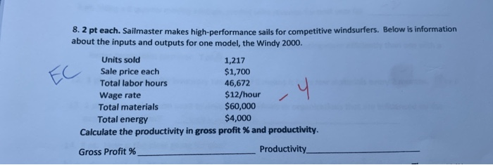 8.2 pt each. Sailmaster makes high-performance