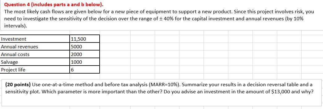 Question 4 (includes parts a and b below). The