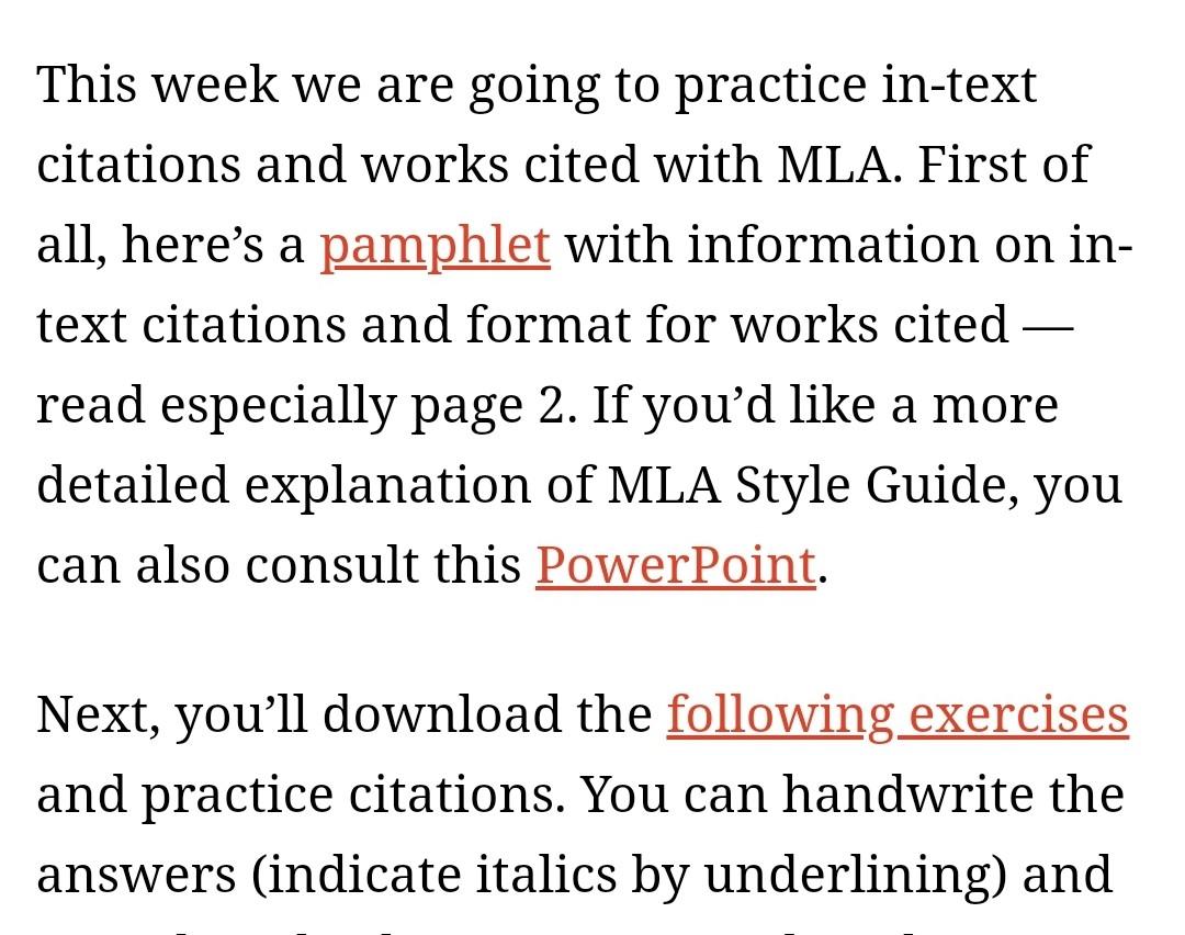 This week we are going to practice in-text