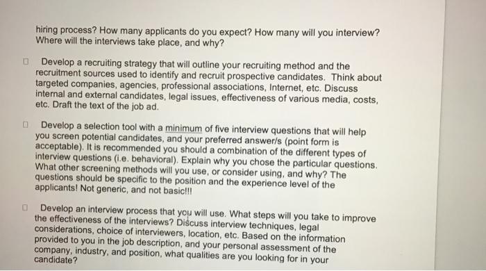 To start your recruitment project, you will need