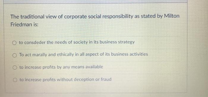 The traditional view of corporate social