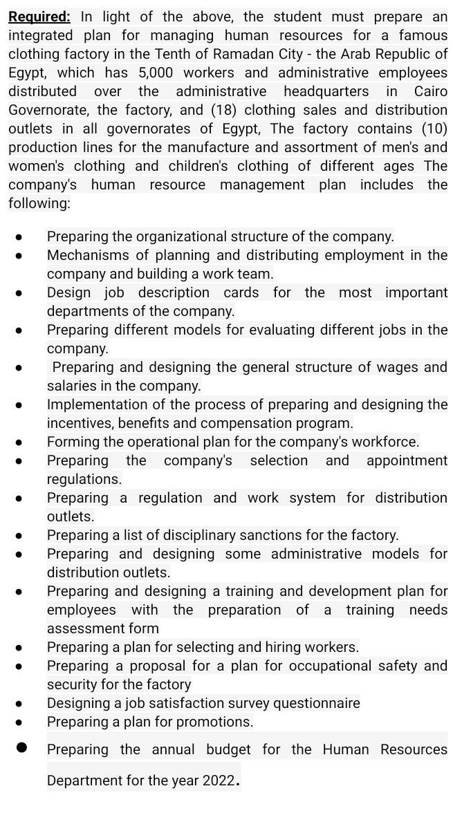 Required: In light of the above, the student must