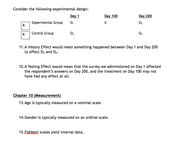 All answers are true/false Consider the following
