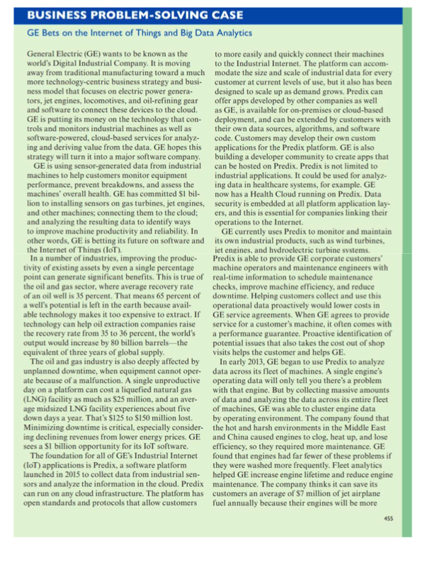 BUSINESS PROBLEM-SOLVING CASE GE Bets on the