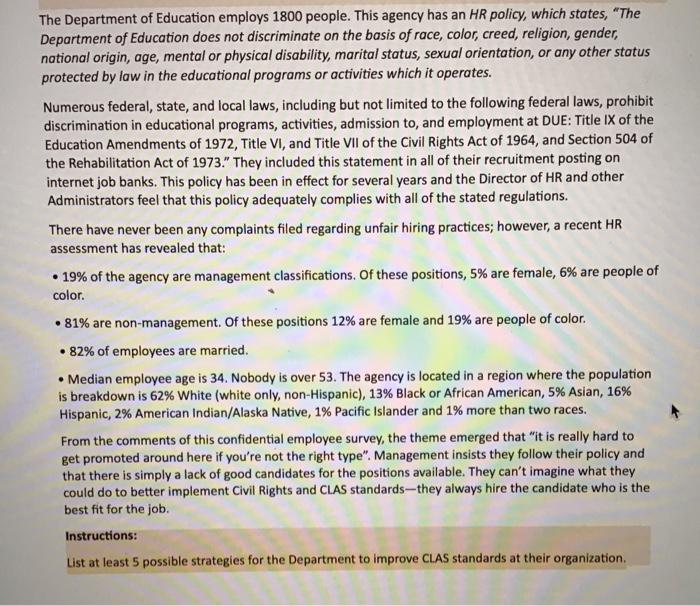 The Department of Education employs 1800 people.