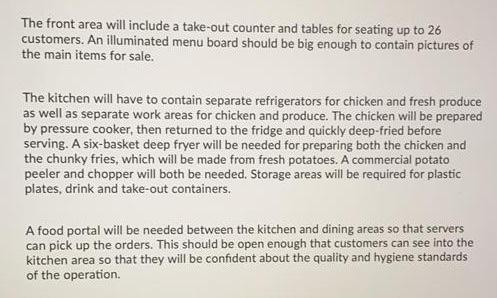 The front area will include a take-out counter