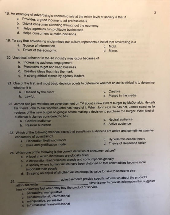 18. An example of advertising's economic role at