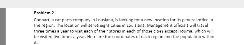 Problem 2 Coopart, a car parts company in