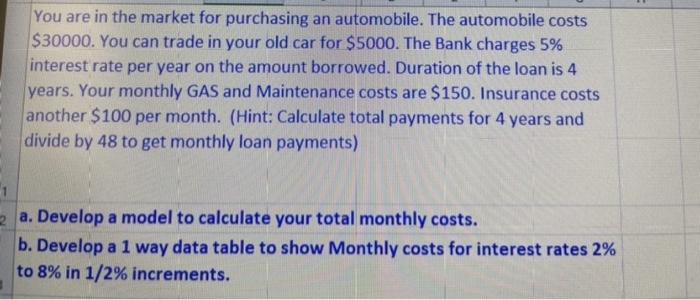 Please solve using Excel and show all steps and