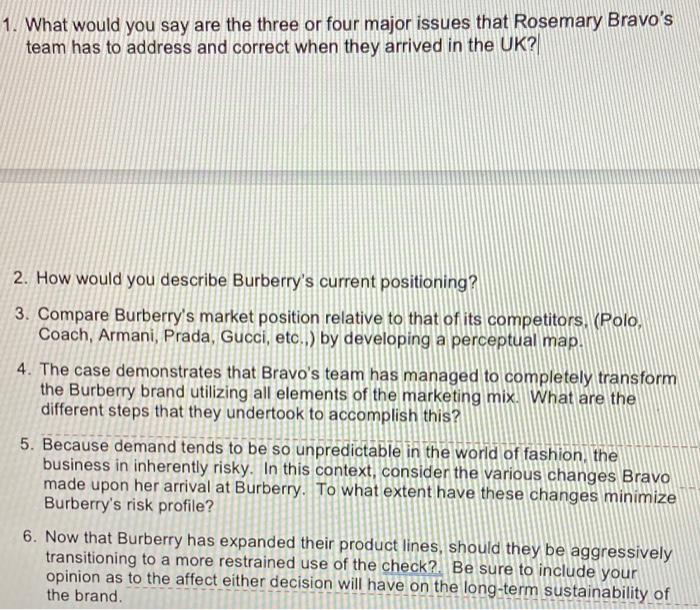 1. What would you say are the three or four major