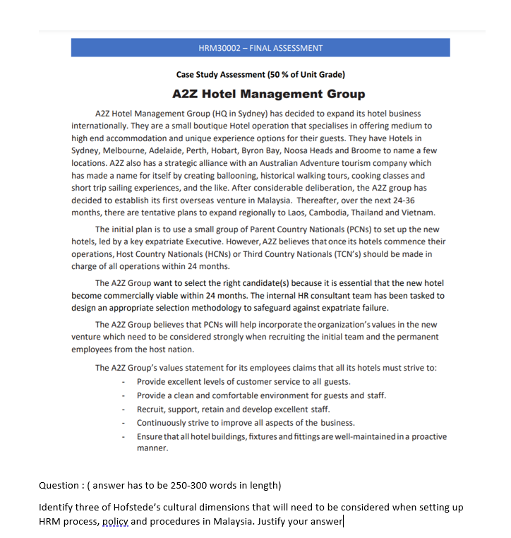 HRM30002 - FINAL ASSESSMENT Case Study Assessment