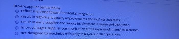 Buyer-supplier partnerships: reflect the trend